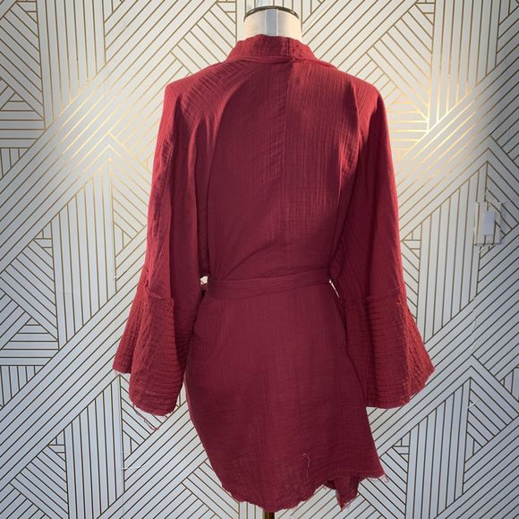 Johnny Was Gauze Short Organic Kimono in Rust - Picture 9 of 10